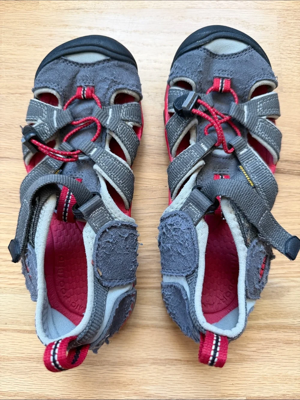 Keen Kids Gray and Red Water Shoes